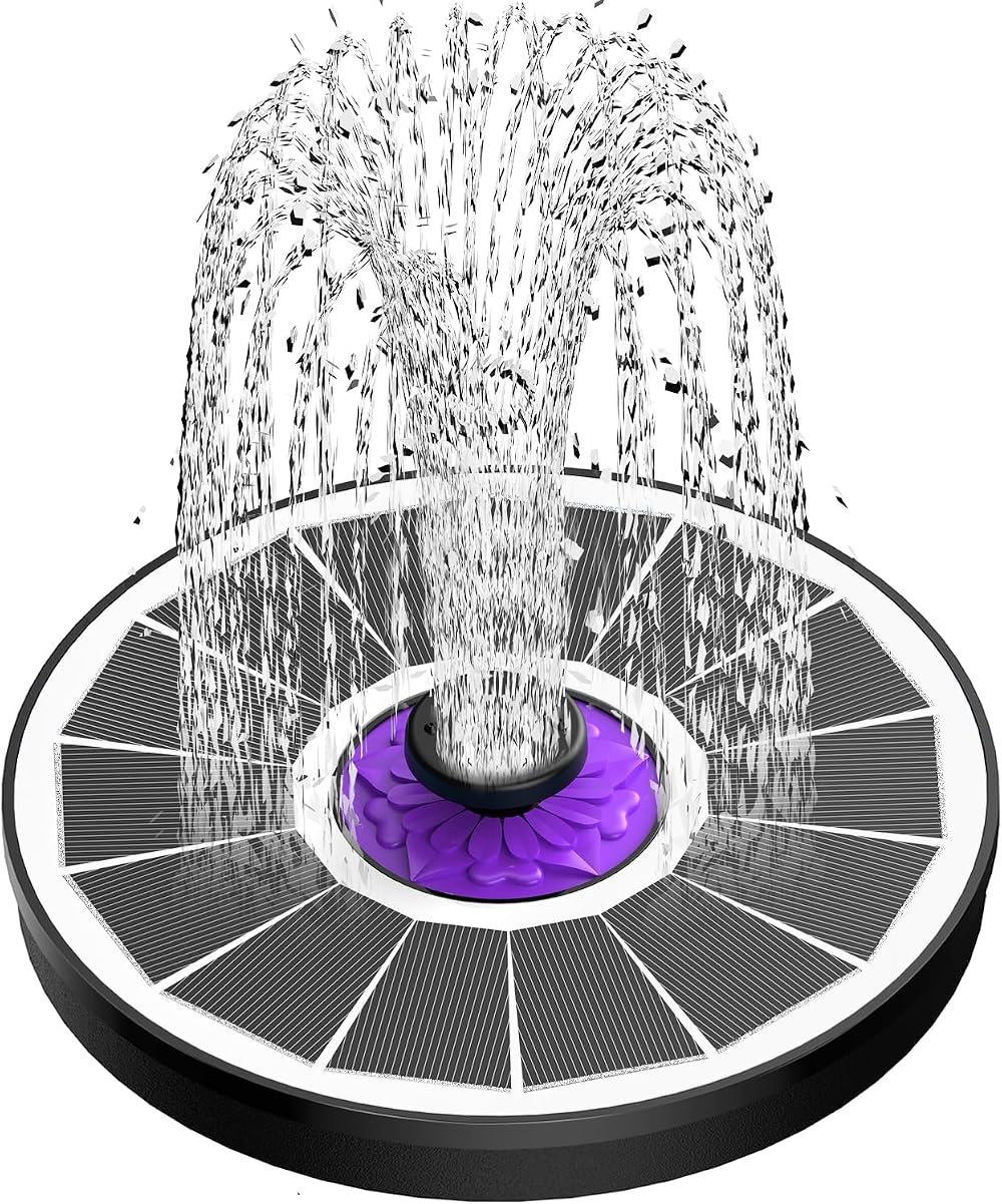 SZMP Solar Fountain 3.5W Glass Panel 7 Nozzles Bird Bath Water Feature Outdoor