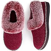 EverFoams Women's Bootie Slippers Warm Soft Comfy Memory Foam Non-slip Indoor House Shoes with Fluffy Collar