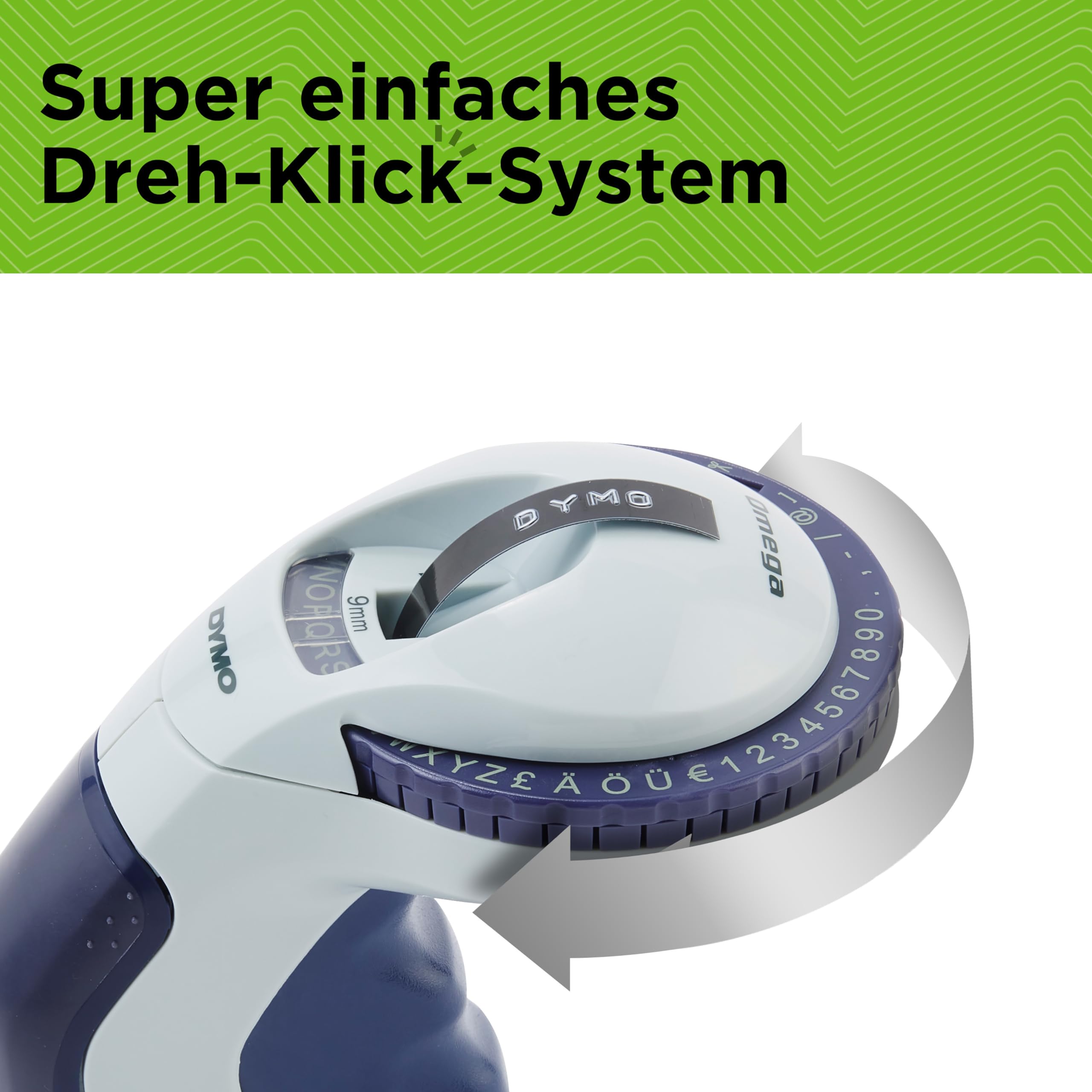 DYMO Omega Prägegerät | kleines Beschriftungsgerät mit Dreh-klick-System und ergonomischem Design | für zu Hause und für Bastel- und Hobbyprojekte (£/€ÄÖ und Ü) 3