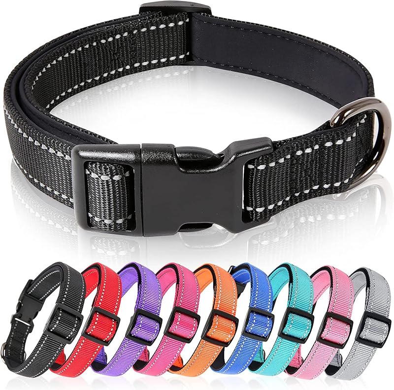 HEELE Reflective Dog Collar Adjustable Large 40-66cm Neoprene Padded
