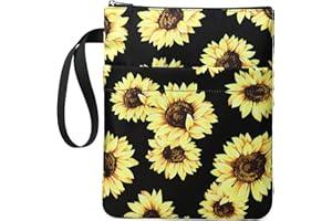 DSIUE Book Sleeve Book Covers Book Protector with Zipper Washable Fabric for Teen Adult Book Lover Teacher Student,11.4 X 9 Inch (Sunflower)
