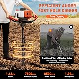 PansyWind 52CC Petrol Earth Auger 2HP Hole Digger 3 Drill Bits 4/6/8" view 2