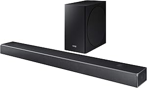 Samsung Harman Kardon 5.1.2 Dolby Atmos Soundbar HW-Q80R with Wireless Subwoofer, Adaptive Sound, Game Mode, 4K Pass-Through with HDR, Bluetooth Compatible, 372-Watts