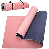COOLMOON Yoga Mat Non Slip, Anti-Tear 1/4 Thick TPE Yoga Mats for Women and Men, 72"x24" Exercise & Fitness Mat with Carrying Strap, Workout Mats for Yoga, Pilates and Floor Exercise