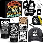11 Pcs Dad Gifts for Men, Father's Day Gifts, Best Dad Ever Gift with 20 Oz Tumbler Socks Baseball Cap Tape Measure Bracelet Wallet Card Keychain, Fathers Day Birthday Christmas Gift for Dad Husband