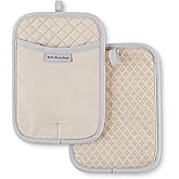 KitchenAid Asteroid Pot Holder 2-Pack Set, Milkshake Tan, 7"x10"