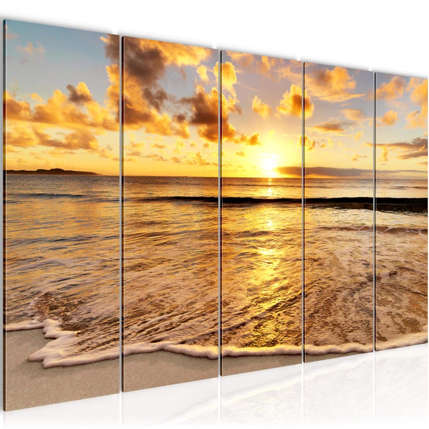 Micasia Leinwandbild Strand & Meer - Sonnenuntergang Deko Für Wohnzimmer & Schlafzimmer | 30x90cm