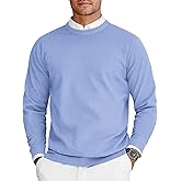 COOFANDY Mens Crew Neck Sweaters Long Sleeve Lightweight Knit Dress Pullover Sweaters