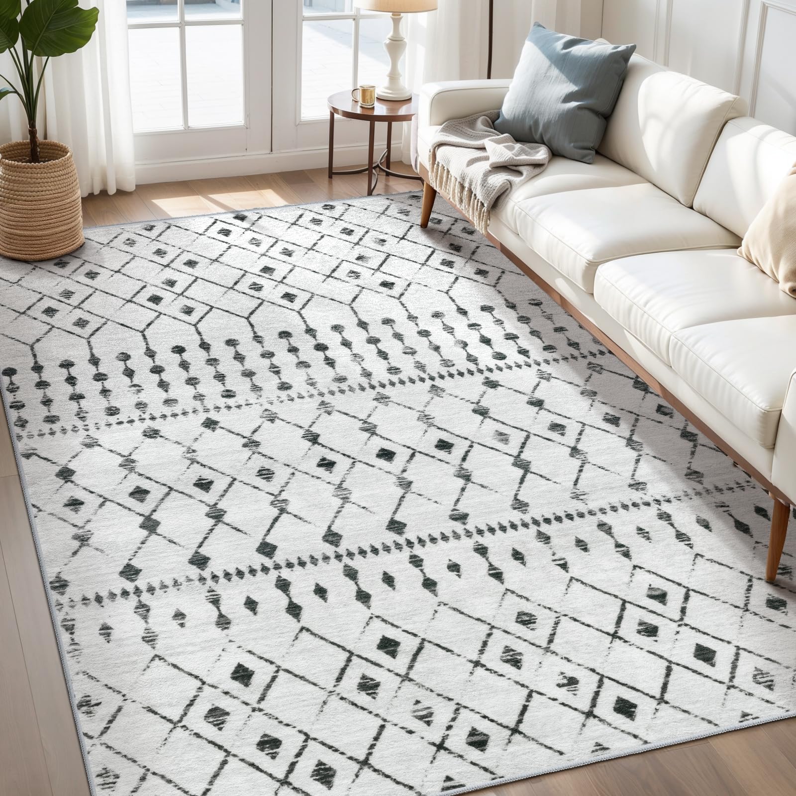 SERISSA Washable Area Rug,5x7 Soft Non Slip Boho