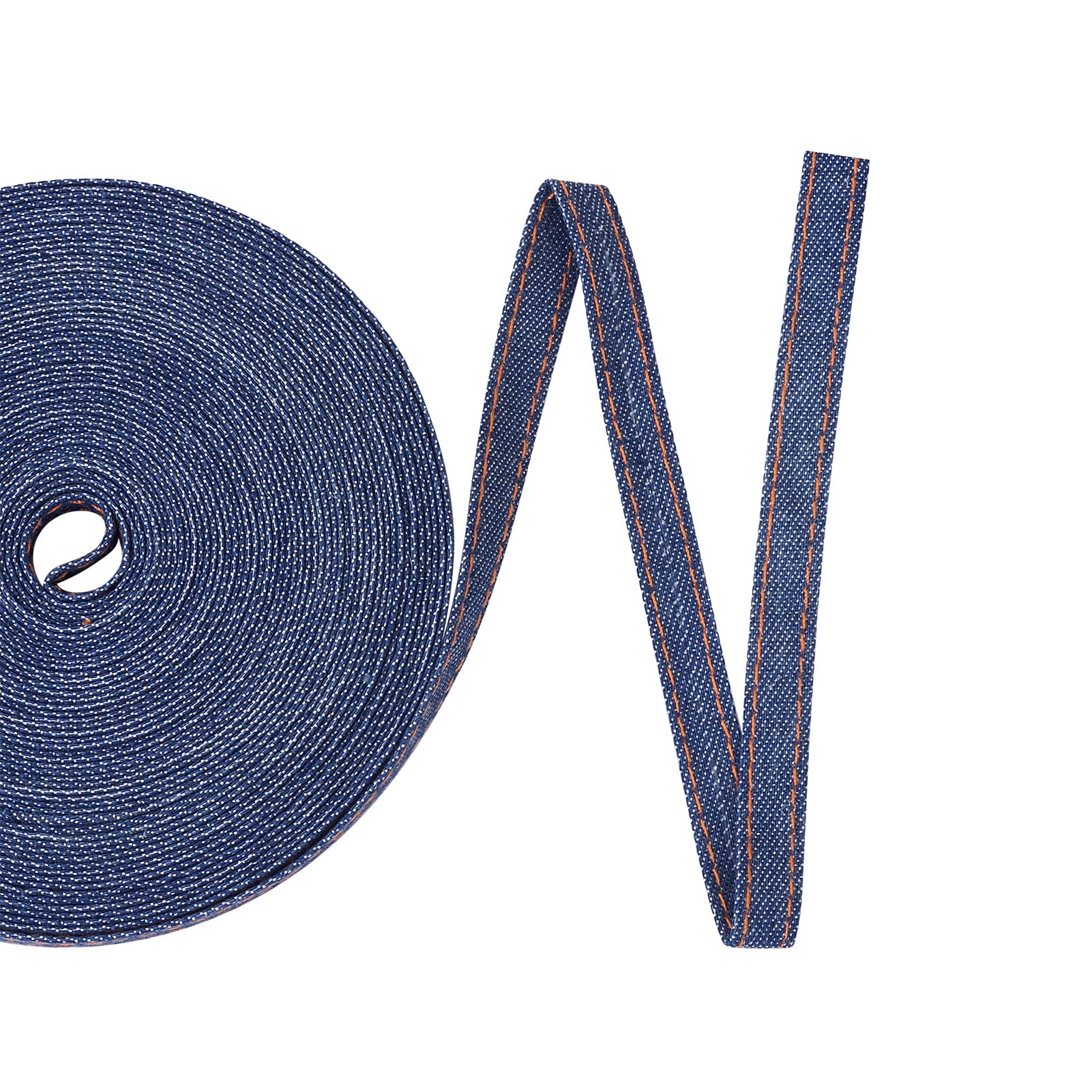 Pandahall 10.9 Yards Stitch Denim Ribbons - Cornflower Blue Denim Fabric - 0.4 Inch Wide - For Crafts, Headband, Apparel, Jeans Bows & Sewing Decorations