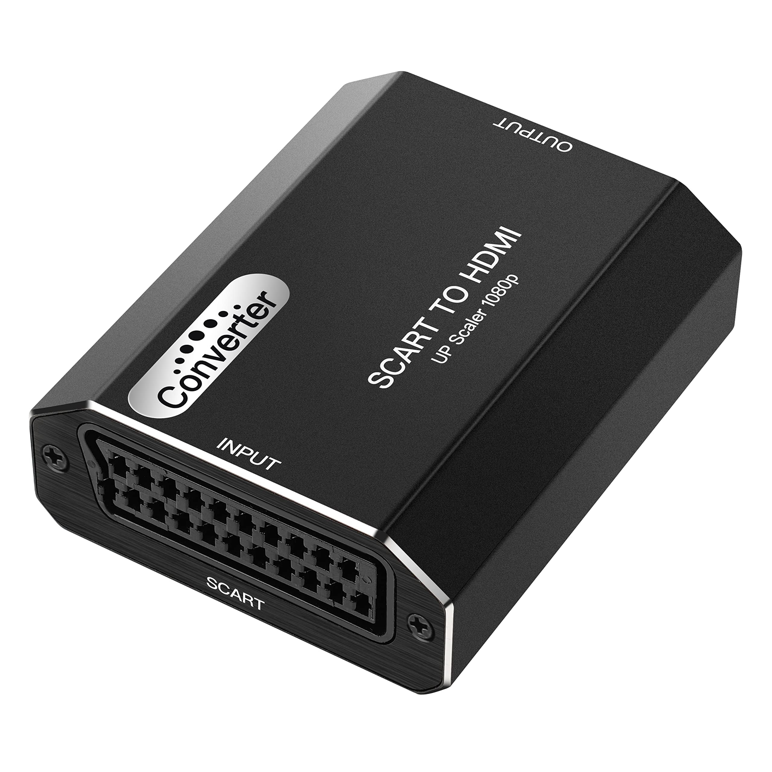 KUYIA Scart to HDMI Audio and Video Converter, Aluminum Shell Scart In HDMI Out Adaptor, HD 720P/1080P Switch Video Audio Upscale Converter for HDTV Monitor STB VHS Xbox PS3 Sky