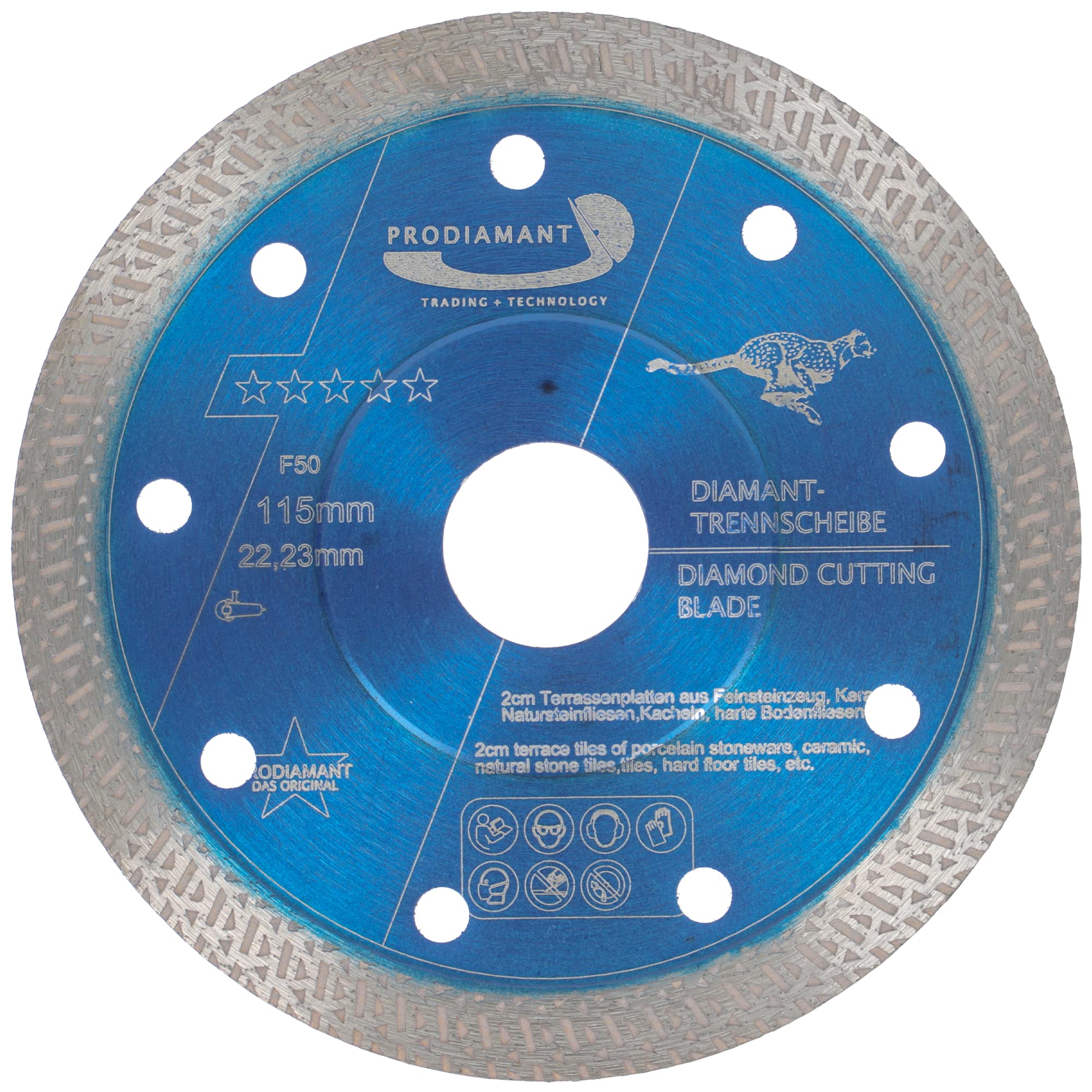 PRODIAMANT professional diamond cutting disc for tiles/fine stoneware F50 extra thin 4,5 inch (115mm) x 22.2 mm diamond cutting disc for up to 20mm plate thickness