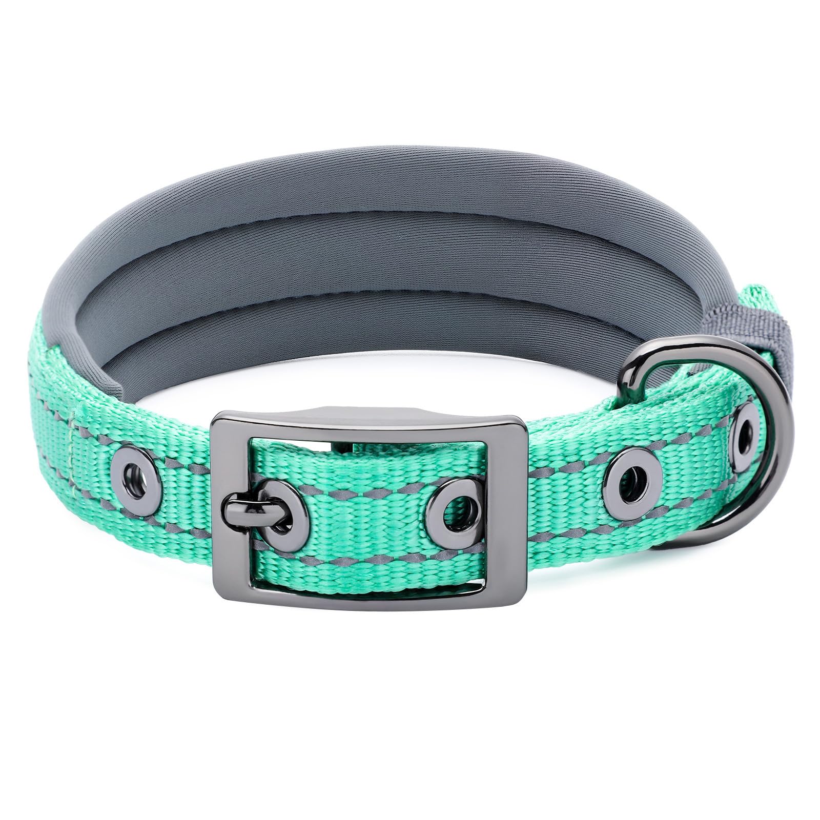 Photo 1 of Segarty Reflective Puppy Collar for Small Dogs, Adjustable Wide Soft Comfortable Breathable Neoprene Padded Nylon Collar with Heavy Duty Metal Buckle for Small Breeds Dogs (S, Green)