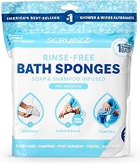 Scrubzz Disposable Rinse Free Bathing Wipes - 25 Pack - All-in-1 Single Use Shower Wipes, Simply Dampen, Lather, and Dry With