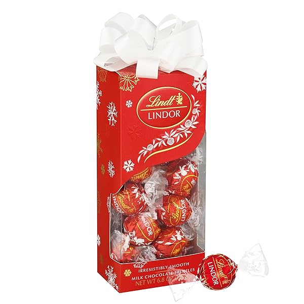 LINDT LINDOR MILK CHOCOLATE CANDY TRUFFLES TRADITIONS GIFT BOX, MILK CHOCOLATE CANDY WITH SMOOTH, MELTING TRUFFLE CENTER, 6.8 OZ.