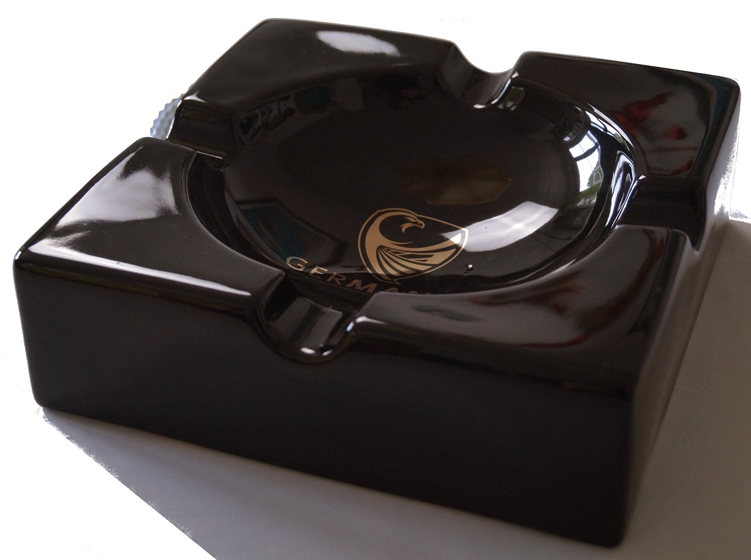 GERMANUS Large Cigar Ashtray Monument II Black/Gold, 22 X 22 X 6.5 CM