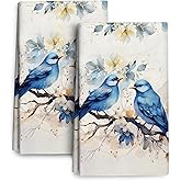 Bapcoku Cute Birds Kitchen Towels Decorative Set of 2,Soft Absorbent Dish Towels for Kitchen Drying, Decorative Tea Towel Spring Summer Hand Towel, Bird Lover Gifts for Women 16x24 Inch