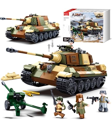 Set De Ladrillos Battle Brick – Tanque Pesado IS-2 De La WWII Con 845 Piezas, 3 Soldados Y Bloqueo De Carretera