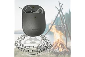 HUBUISH Camping Tripod Board - Campfire Tripod, Camping Tripod for Cooking, Turn Branches into Cooking Tripod, Portable Bushcraft Gear for Camper/Hiker Travel Outdoor Firepit Dutch Oven Tripod (Silver Black)