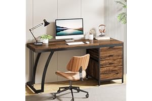 Tribesigns Computer Desk with 3 Drawers, 59-Inch PC Desk with Reversible Drawers, Industrial Study Writing Table Workstation 