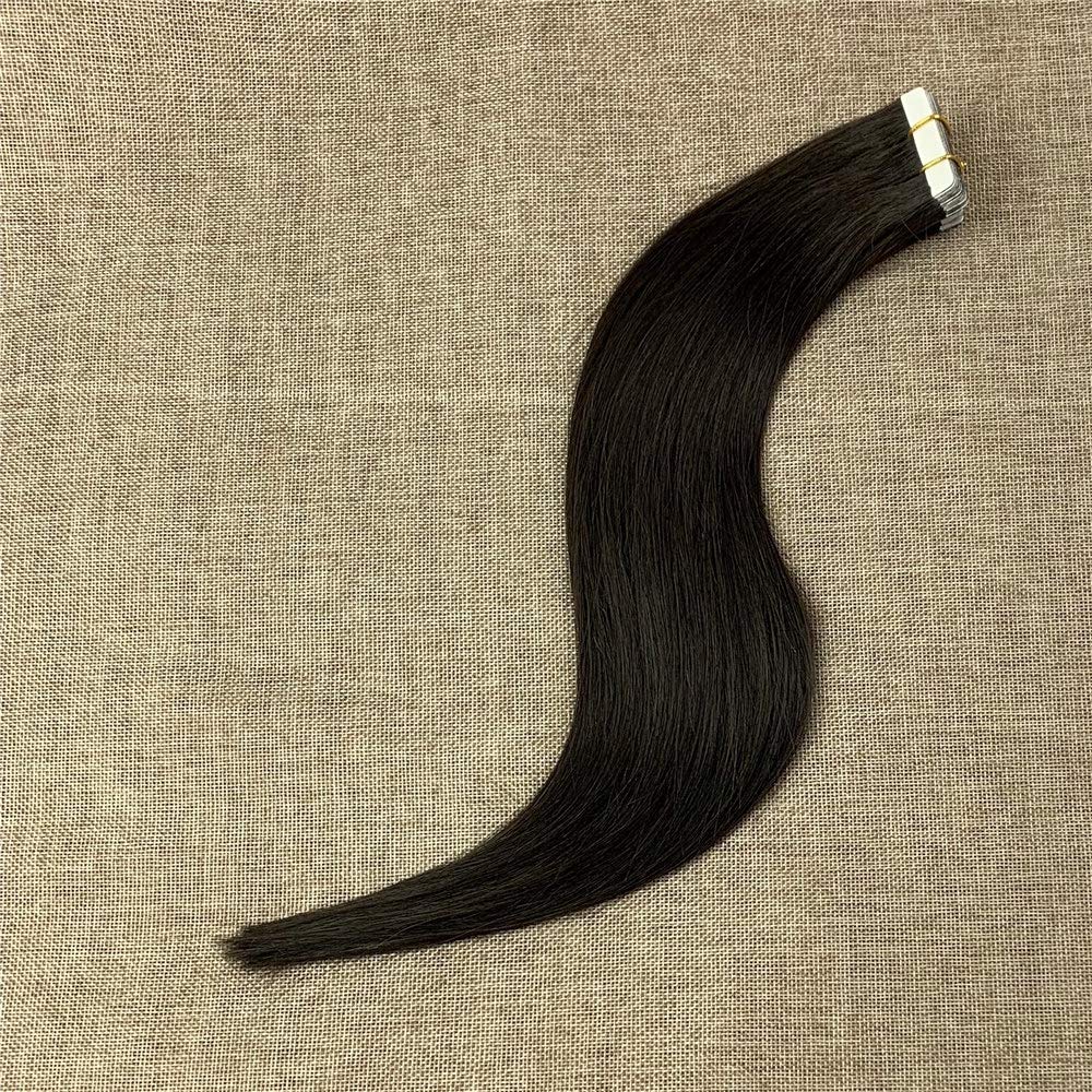 Komorebi #1B Natural Black-16Inch Tape in Human Hair Extensions 20pcs 30g Straight Human Hair Seamless Skin Weft Extensions 100% Human Hair
