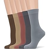 Women's Soft Thin Viscose Bamboo Crew Socks, Fit Stretchy Casual, Business, Dress Calf Sock 5 Pairs