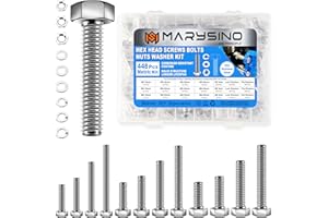 448Pcs Nuts and Bolts Assortment Kit, M5 M6 M8 Bolts Heavy Duty Metric Bolt Assortment Kit, 304 Stainless Steel, Length from 