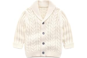 Feidoog Infant Baby Boys Cardigan Crochet Sweater V-Neck，Toddler Knit Button up Knitted Pattern Pullover Sweatshirt