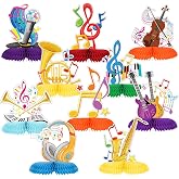 Weekgrat 10 Pcs Music Notes Table Centerpiece Birthday Party Decorations | Honeycomb Base, Assorted Instrument Note Designs, Birthday, Baby Shower, Wedding, Karaoke Table Decor Supplies