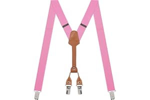Action Ward Women's Suspenders - 1" Width - Y Back 4 Clip Skinny Ladies Suspenders, Pink, adult, adjustable