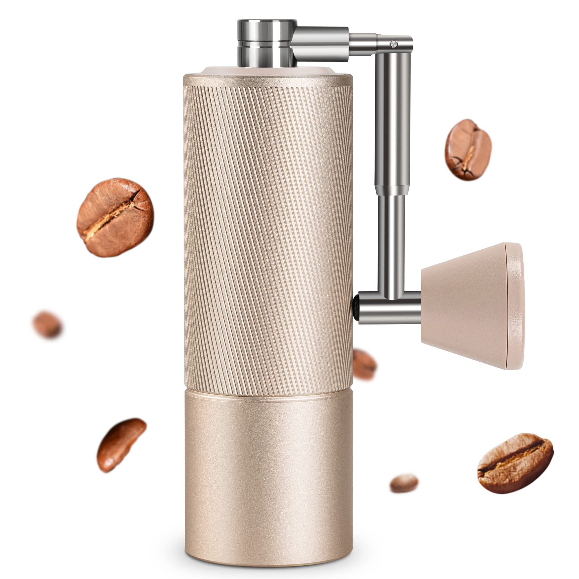 TIMEMORE C2 Fold Hand Coffee Grinder, Stainless Steel Burr Manual Coffee Grinder with Foldable Handle for Espresso to French Press, Gold