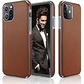LOHASIC for iPhone 12 Case for iPhone 12 Pro Case, Luxury Leather Slim Business Classic Non Slip Soft Grip Shockproof Protective Cover Compatible with iPhone 12/12 Pro 5G 6.1 inch - Brown