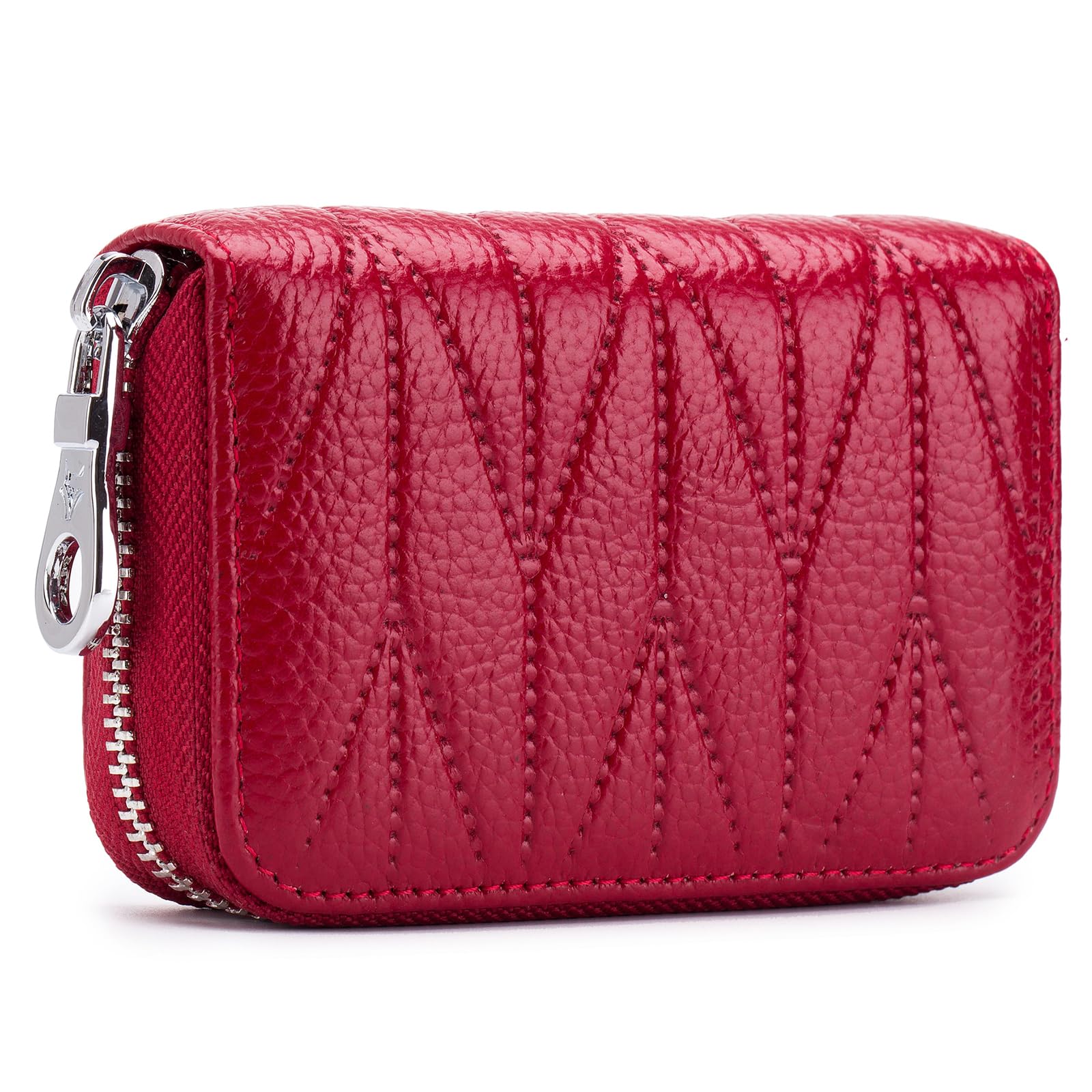 Meowoo Credit Card Holder RFID Blocking Genuine Leather Mini Credit Card Wallet Purse with Zipper for Women Men