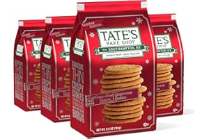 Tate's Bake Shop Gingersnap Cookies, Limited Edition Holiday Cookies, 4 - 7 oz Bags