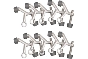Design House 181784 Hinge Pin Door Stop Wall Protector with Rubber Tip Adjustable Door Stoppers, Satin Nickel, 10-Pack