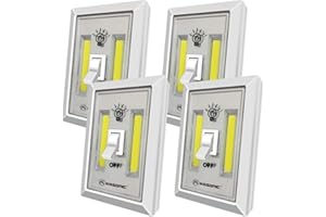 K KASONIC LED Night Light, Kasonic 200 Lumen Cordless COB LED Light Switch, Under Cabinet, Shelf, Closet, Garage, Kitchen, Stairwell and More, Battery Operated (4 Pack)