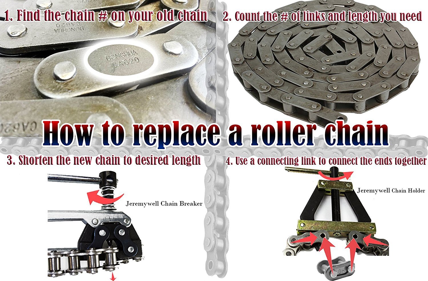 Roller Chain Tools Kit For ANSI 60 80 100 And More Chain Holder