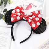 DRESHOW Glitter Mouse Ears Headband with Bow Woman Costume Accessory view 4