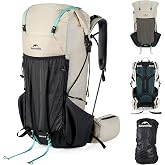 Naturehike 60L Rock 2.0 Upgraded Internal Frame Hiking Backpack for Outdoor Camping Travel Backpacking, Ultralight with Rain Cover Backpack for Adults(White/L/60L)