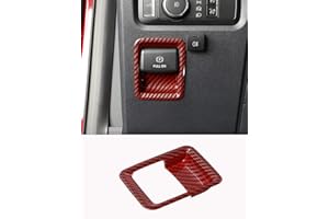 Savadicar Red Carbon Fiber Interior Accessories - Electronic Parking Brake Switch Trim Cover for Ford F150 (2021-present) - Premium Texture Interior Decor Upgrade Option, 1 PC