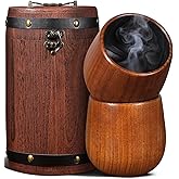 Coralogo Wooden Bourbon Glasses Set of 2 - Charred Interior Whiskey Cups with Exquisite Barrel Gift Box, Handcrafted Wooden Whiskey Gift for Men Dad Husband - Birthday Anniversary Retirement