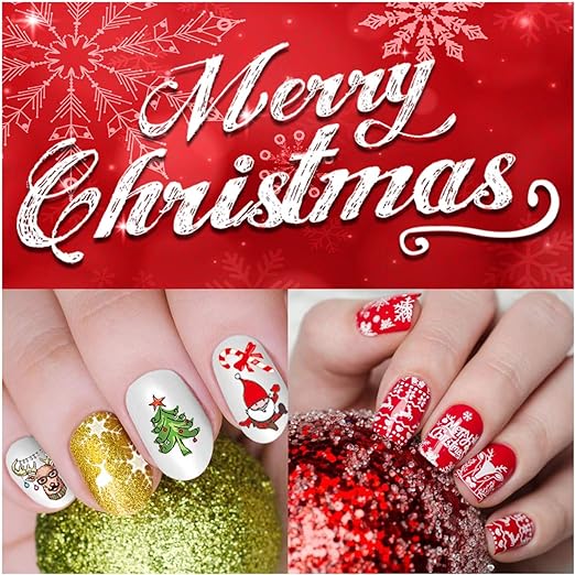 Amazon.com: Pegatinas de uñas navideñas de iMethod, 12 hojas, 1200 diseños  de Navidad e invierno, fácil de aplicar y quitar, perfecto para mujeres,  niñas y niños, decoración de uñas de Navidad en