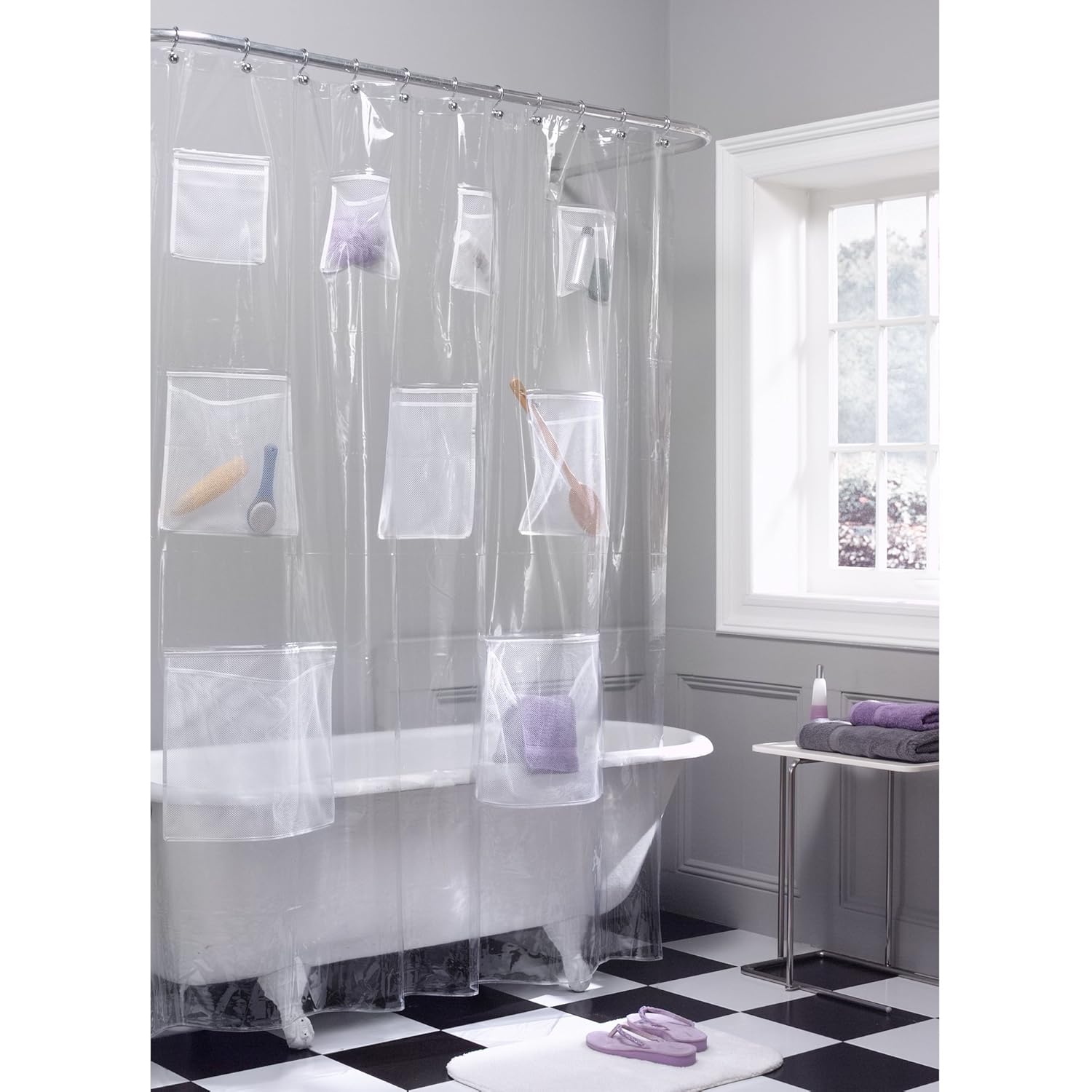 Buy Maytex Quick Dry Mesh Pockets Peva Shower Curtain Or Liner