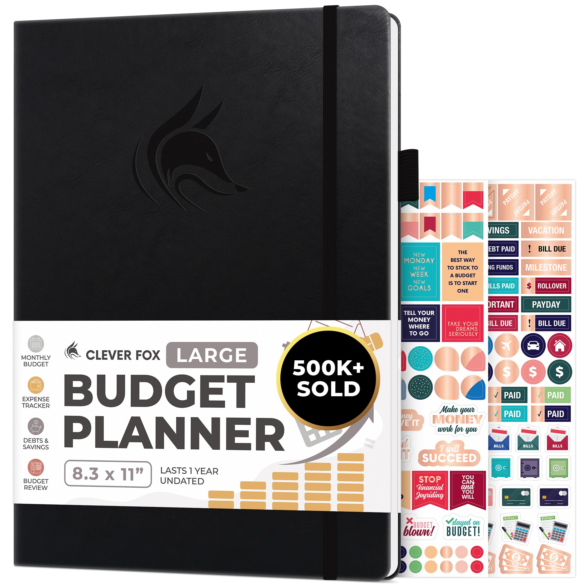 Clever Fox Budget Planner - Expense Tracker Notebook. Monthly Budgeting Organizer, Finance Logbook & Accounts Book, Bill Tracker, A4 (Black)