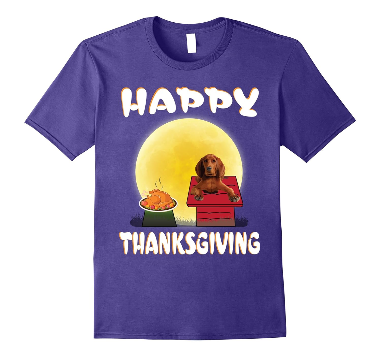 Redbone Coonhound Dog Costume Happy Thanksgiving Day T-Shirt-ANZ