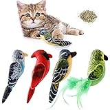 Dorakitten Cat Catnip Toys Interactive Cats 4pcs Kitten Plush Nip Chew Bird Toy with Ring Paper Pet Best Treats Stuffed Pillo