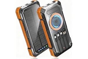 BLASOUL Solar Power Bank,49800mAh Wireless Portable Phone Charger with Built-in 4 Cables,22.5W Fast Charging External Battery Pack PD 3.0 USB-C In/Output for iPhone,iPad,Android,Perfect for Camping, Hiking