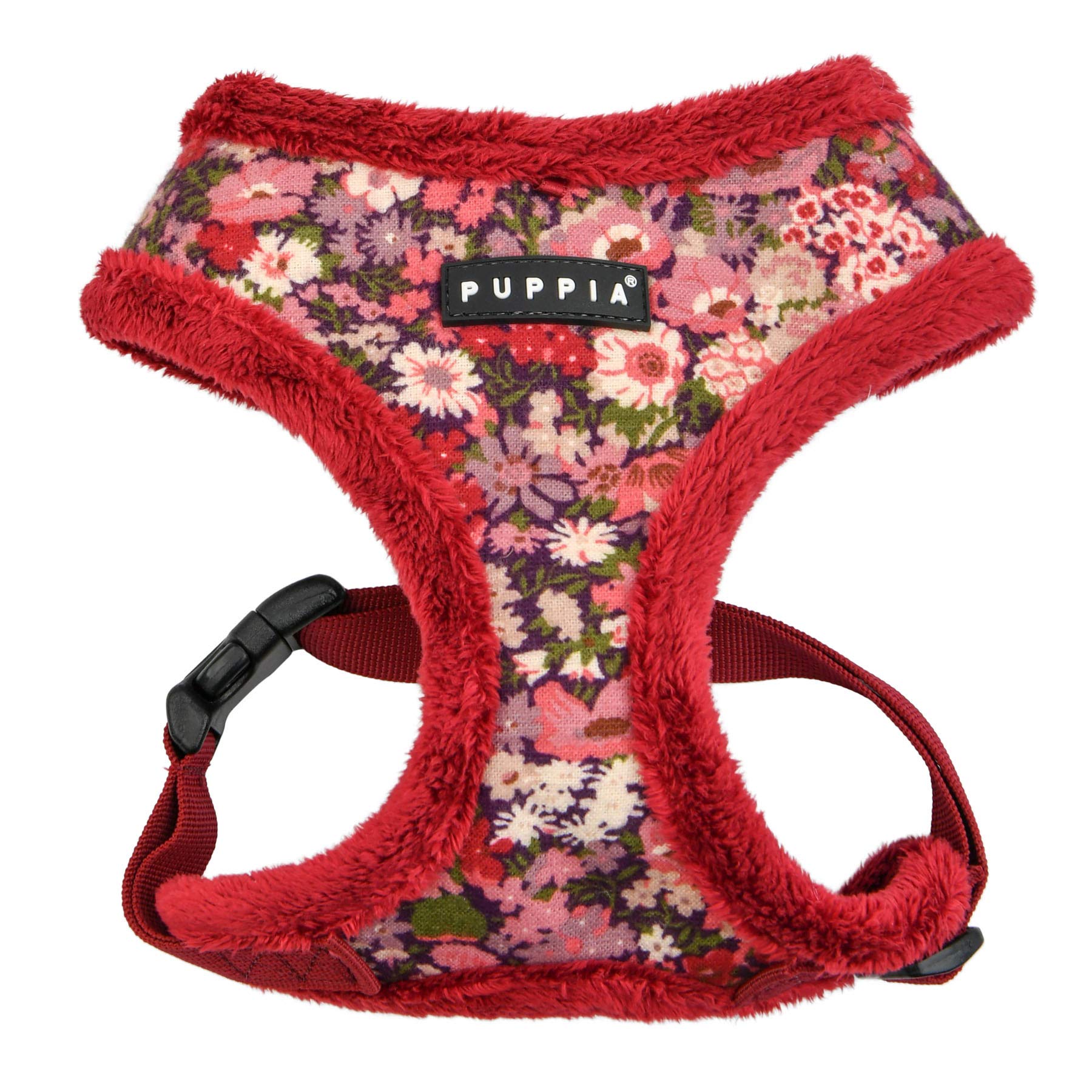 Puppia Dog Harness for small and medium dogs - GIANNI HARNESS A - adjustable und comfortable, Wine Red