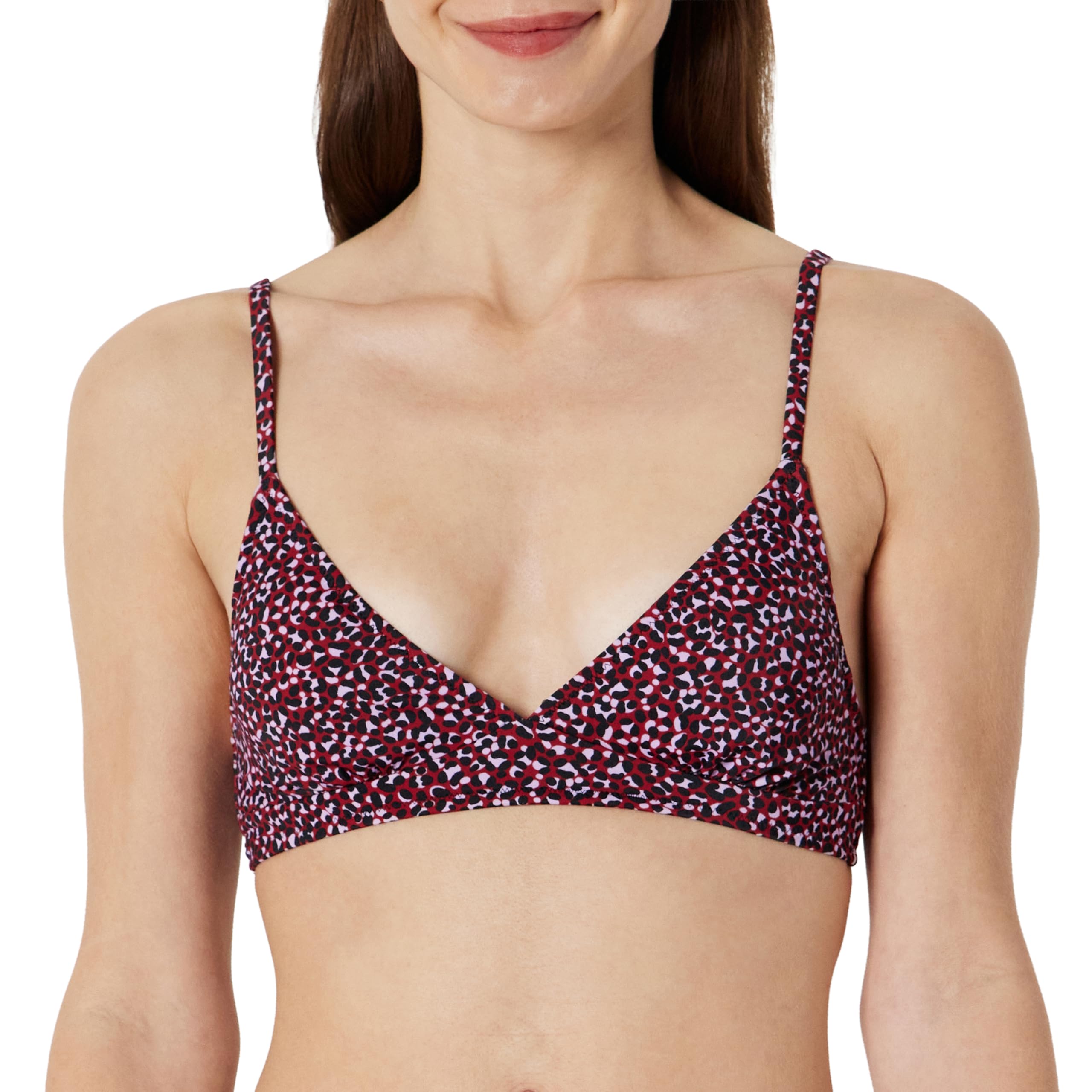 Photo 1 of Amazon Essentials Women's Light-Support Classic Bikini Swimsuit Top, Brick Red Leopard, XX-Large