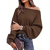 PRETTYGARDEN Sweaters for Women Oversized Spring Boat Neck Pullover Long Sleeve Knit Tops Cozy Fall Winter Fashion Clothing